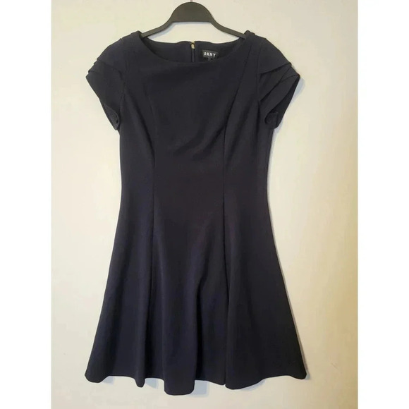 DKNY Blue Fit Flare Dress Size 4 1J - Picture 4 of 7
